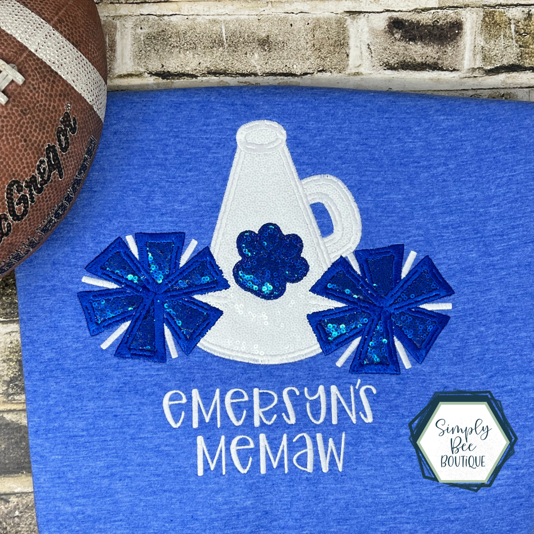 Megaphone with Poms Sequin Applique