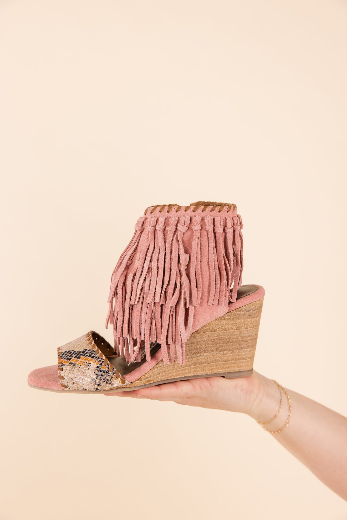 True Fringe Wedge in Blush
