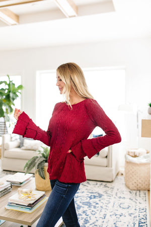 Caitlyn Cable Knit Top In Cranberry Womens 