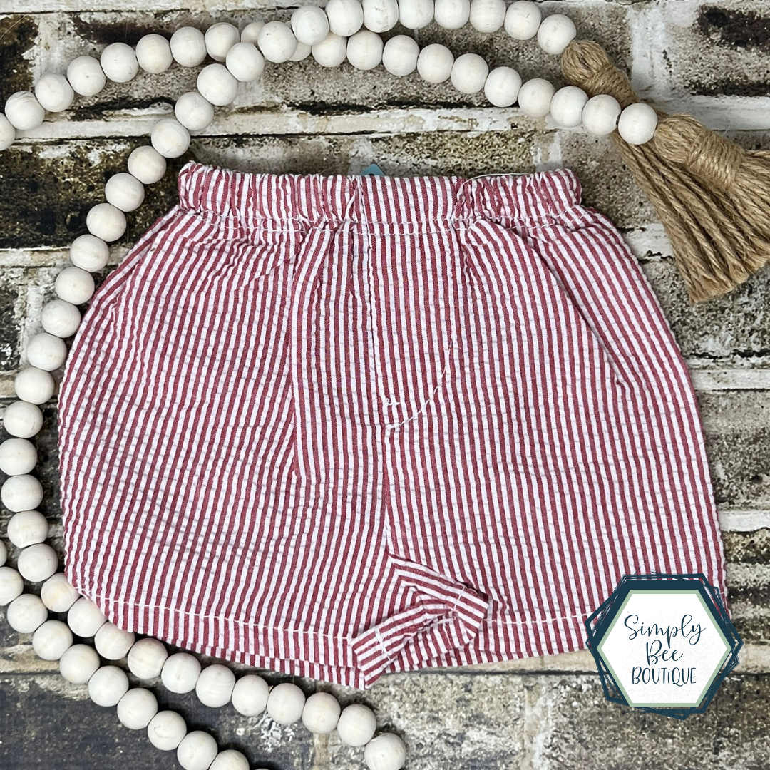 Red Seersucker Shorts