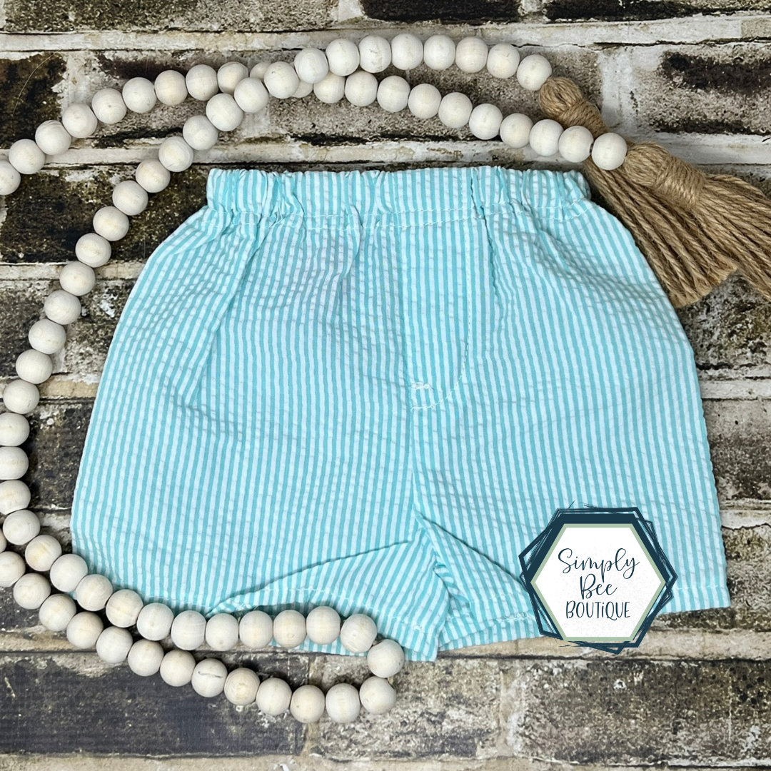 Mint Seersucker Shorts