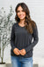 Alpine Raw Edge Long Sleeve Tee in Charcoal Womens 