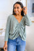 Austin Waffle Knit Basic Top In Sage Womens 