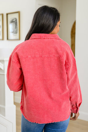 Best Day Ever Corduroy Shacket In Red Womens 