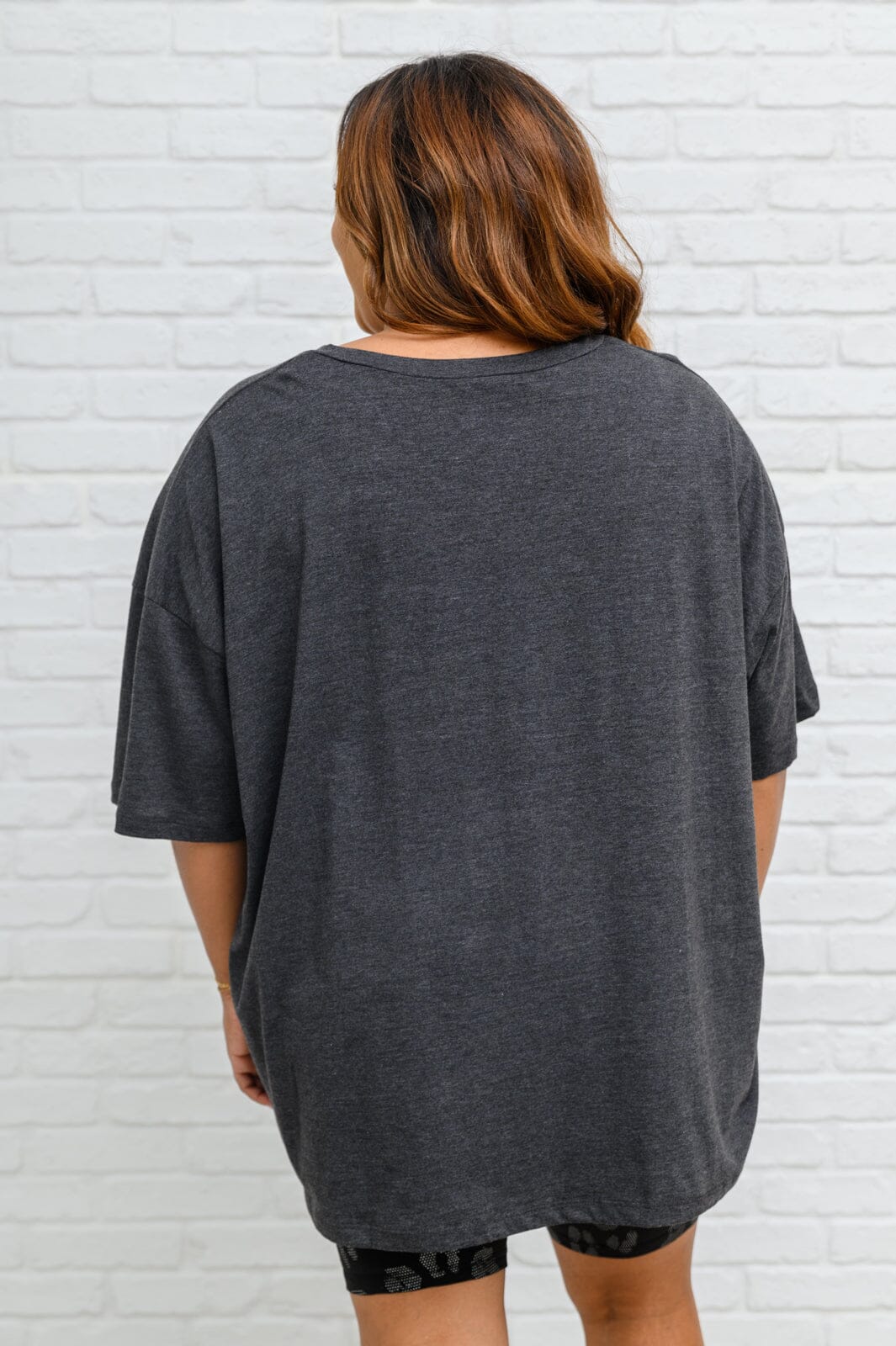 Doorbuster: Boxy V Neck Boyfriend Tee In Charcoal Womens 