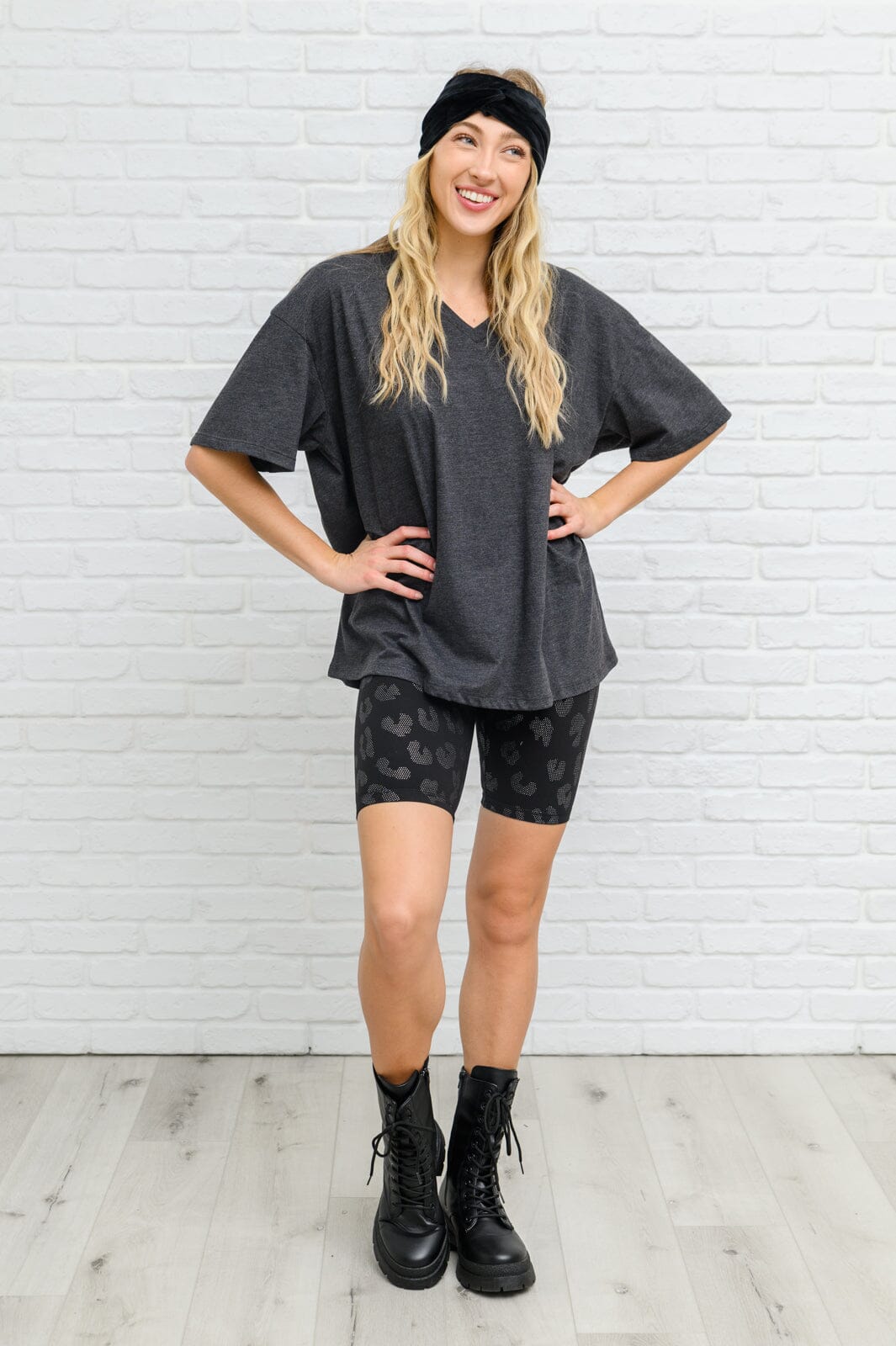 Doorbuster: Boxy V Neck Boyfriend Tee In Charcoal Womens 