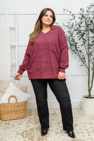 Doorbuster: Brushed Soft Sweater In Burgundy Womens 