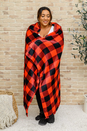 Doorbuster: Buffalo Plaid Blanket In Red & Black Womens 