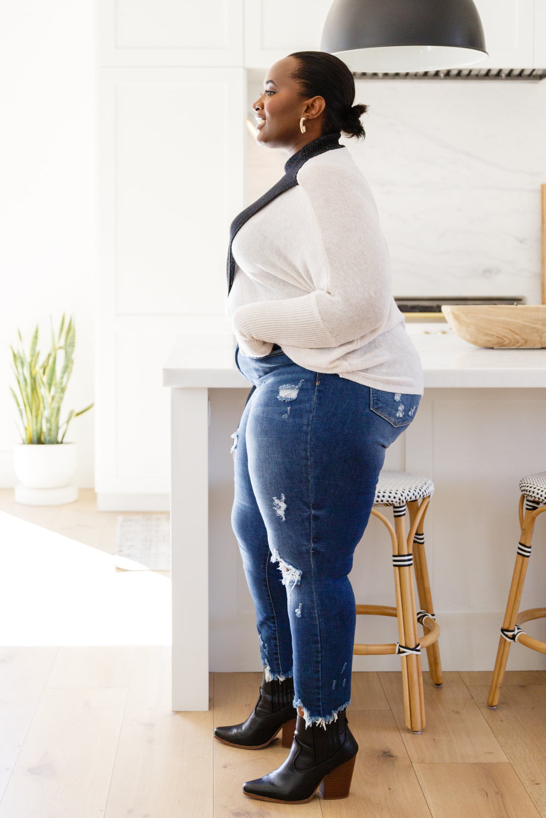 Can't Touch This Sparkle Color Blocked Sweater Womens 