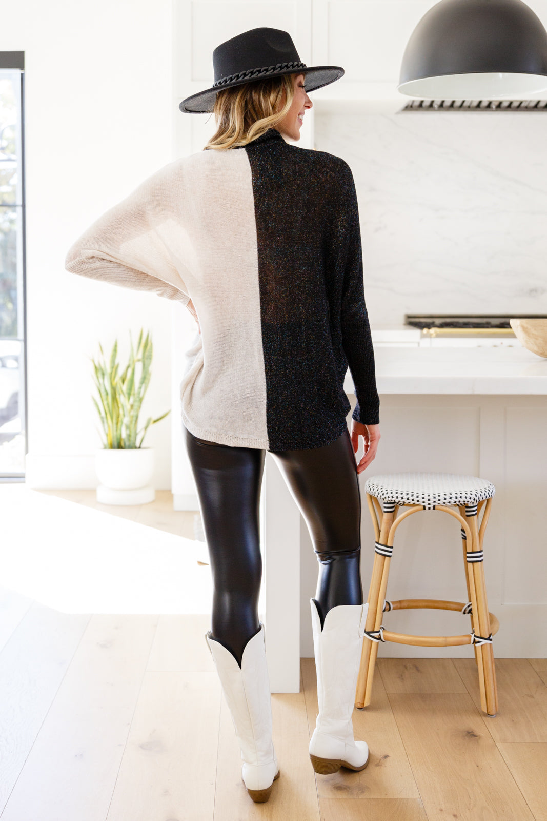 Can't Touch This Sparkle Color Blocked Sweater Womens 