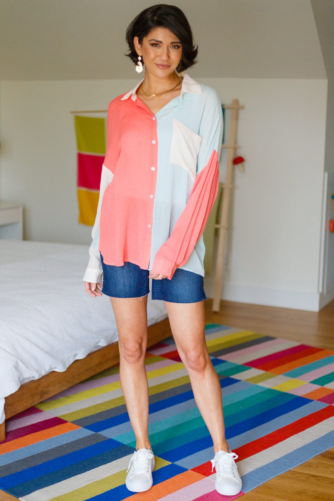 Capture The Day Two Toned Button Up Womens 