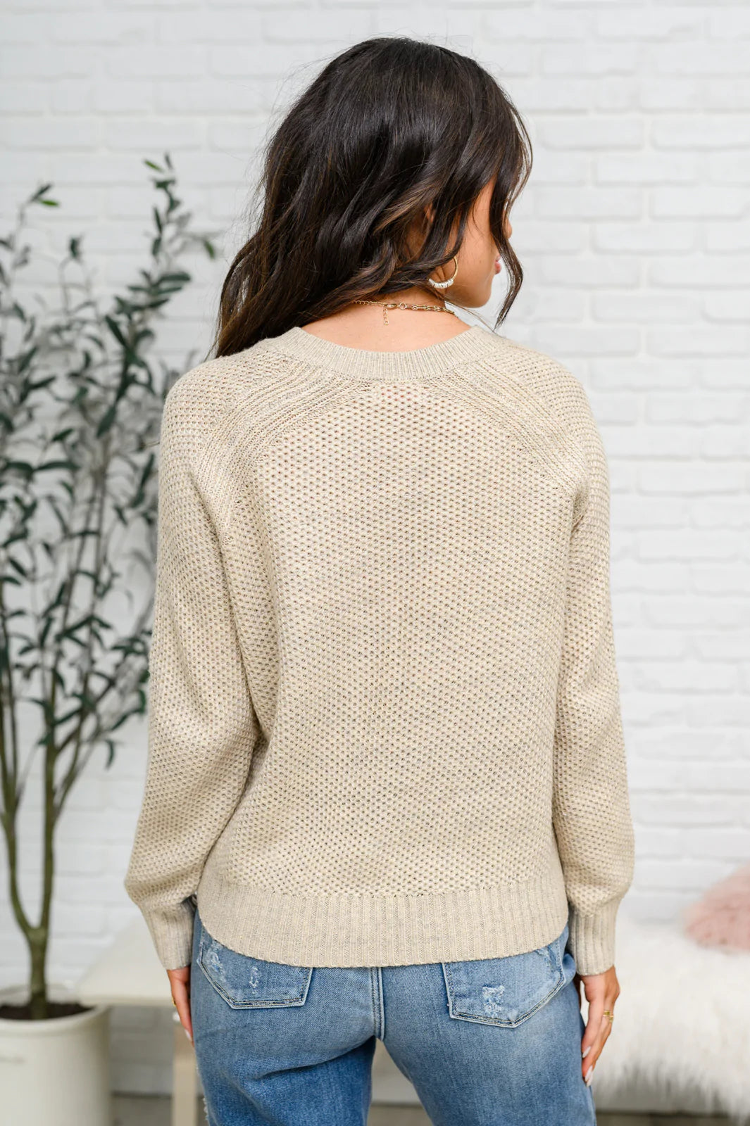 Chai Latte V-Neck Sweater in Oatmeal Womens 