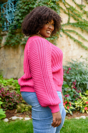 Claim The Stage Knit Sweater In Hot Pink Womens 