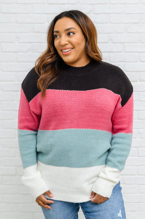 Doorbuster: Color Blocked Striped Knit Sweater Womens 