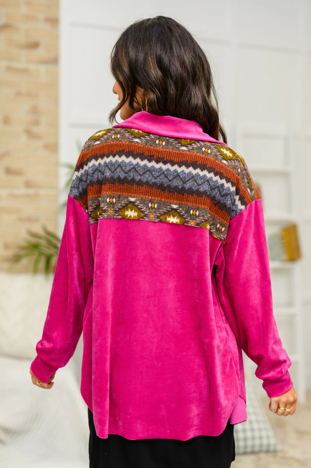 Cozy Cabin Days Sweater in Magenta Womens 