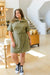 Darla Button Up Collared Dress in Olive