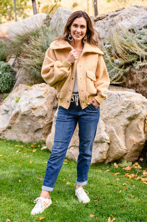 Don't Stress Oversized Collar Sherpa Jacket In Taupe Womens 