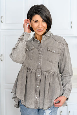 Earl Grey Button Up Long Sleeve Top Womens 
