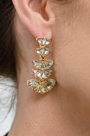Ella Smoky Crystal Drop Earrings in Light Topaz Womens 
