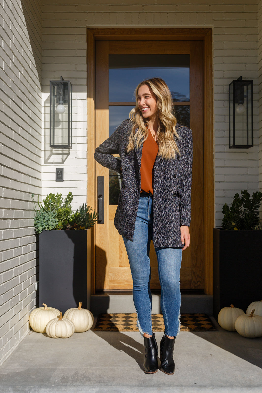 Enjoy This Moment V Neck Blouse In Toffee Womens 