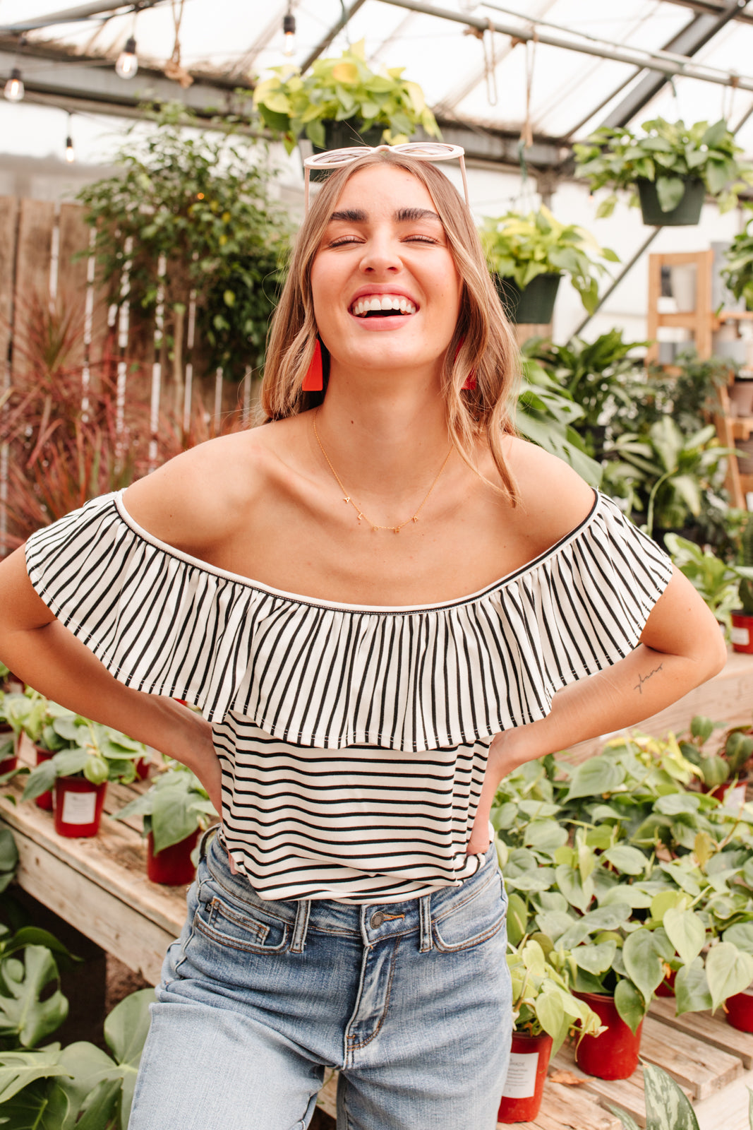 Extra Time Striped Top Womens 
