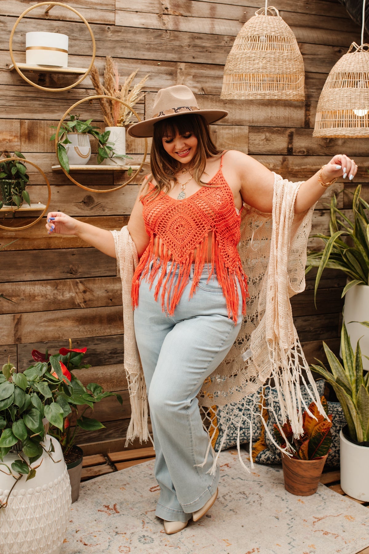 Festival Fringe Tank in Orange Womens 