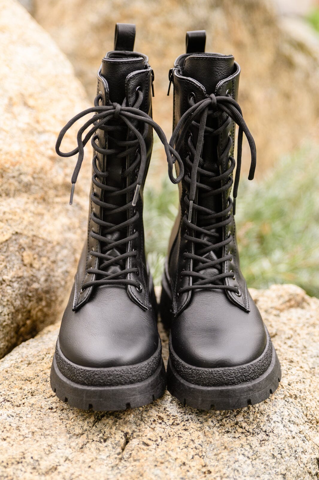 Fresh Feels Combat Boots In Black Womens 