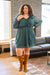 Front And Center Balloon Sleeve Dress in Green Womens 