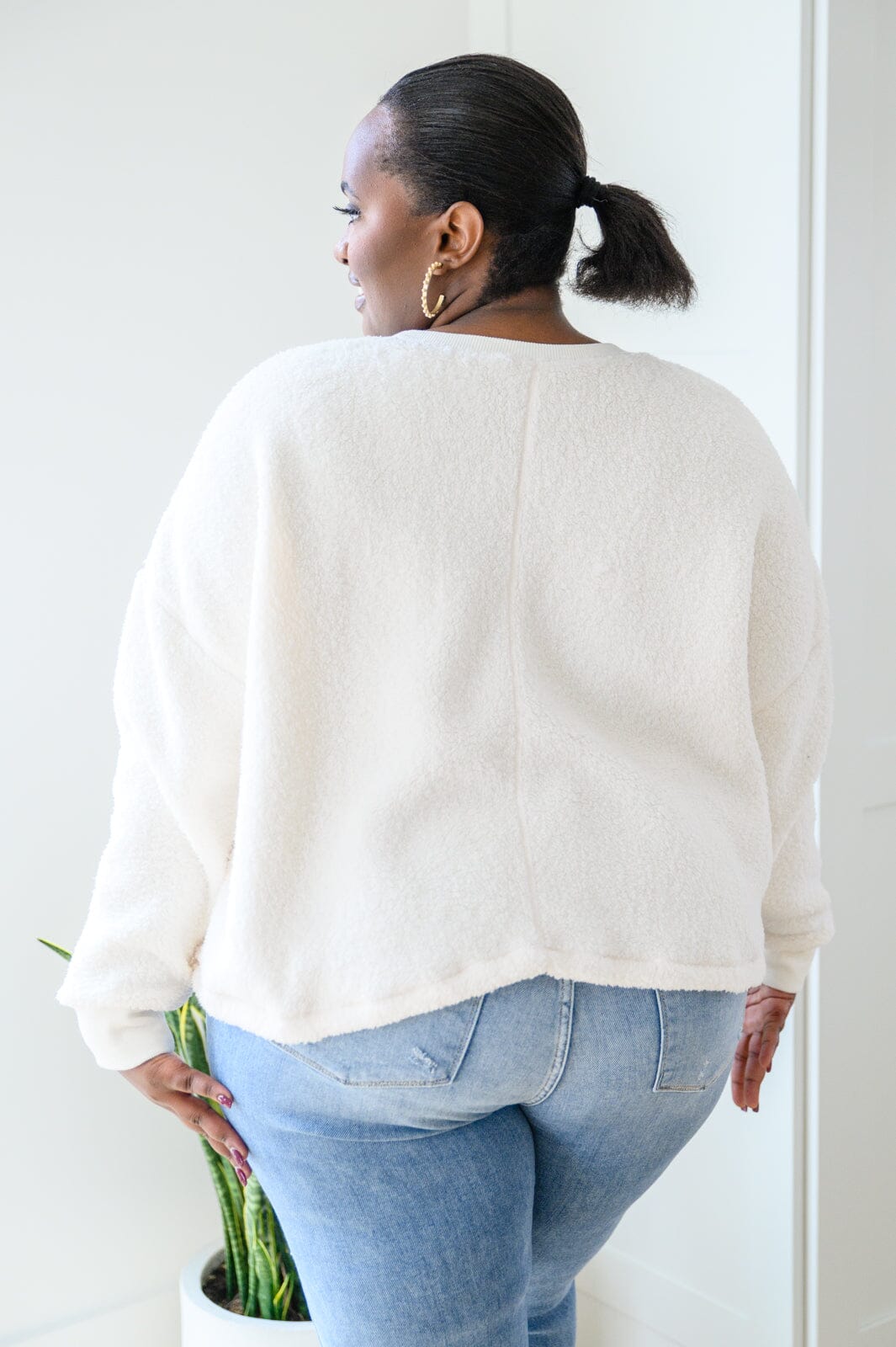 Fuzzy Cuddles Sweater in Off White Womens 