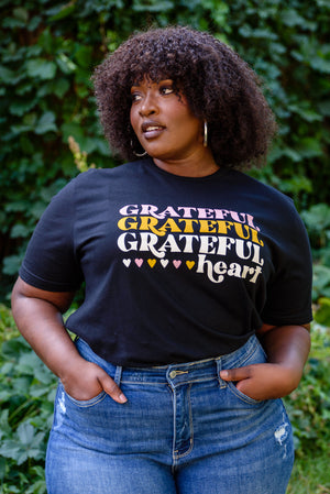 Grateful Heart Graphic T-Shirt In Black Womens 