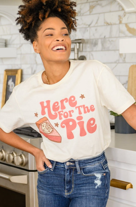 Here For The Pie Graphic T-Shirt In Cream Womens 