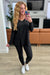 Buttery Soft V-Neck Long Sleeve Loungewear Set in Black