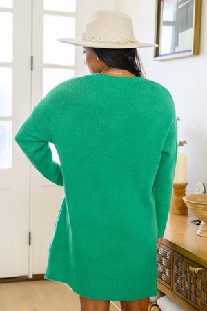 Joyful Season Sweater Tunic In Green Womens 