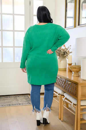 Joyful Season Sweater Tunic In Green Womens 