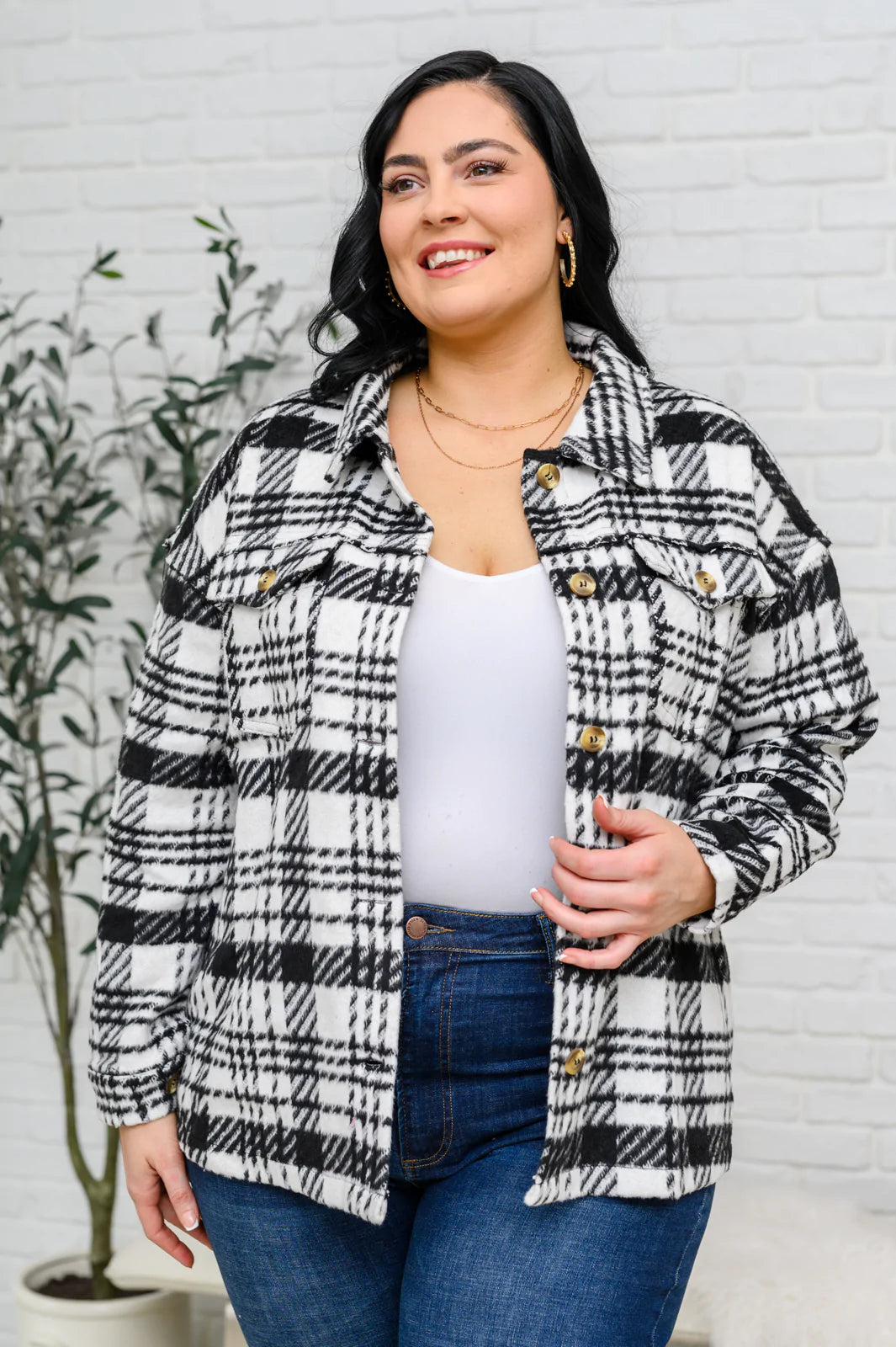 Kate Plaid Jacket in Black & White Womens 