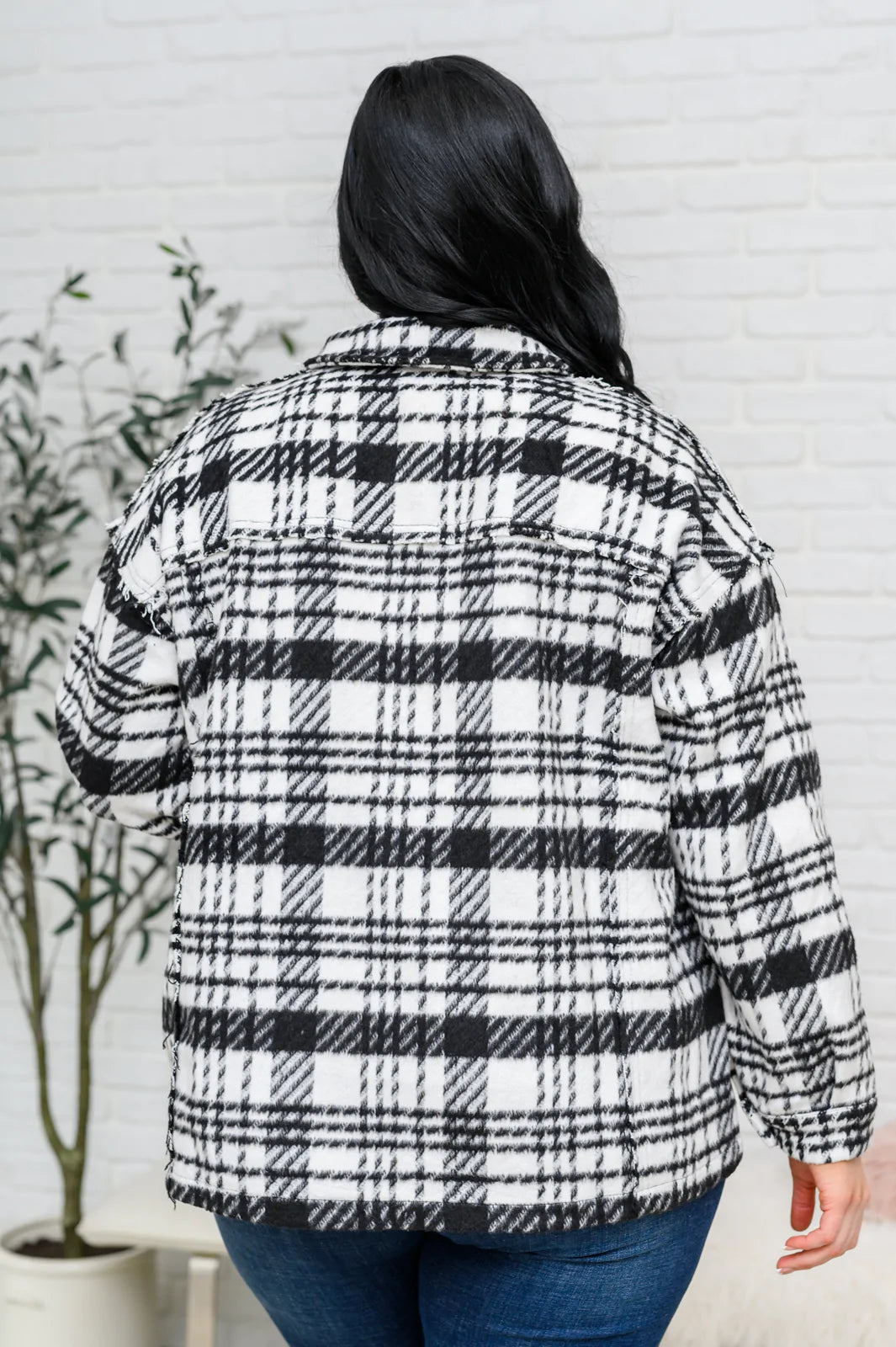 Kate Plaid Jacket in Black & White Womens 