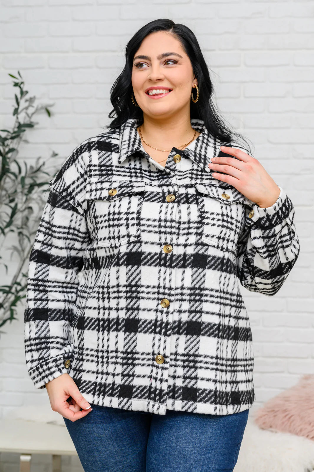 Kate Plaid Jacket in Black &amp; White Womens 