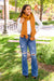 Knitted Fuzzy Pom Pom Scarf In Ginger Womens 