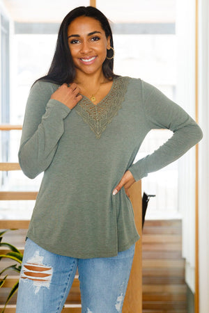 Lacey Long Sleeve V Neck In Olive Womens 
