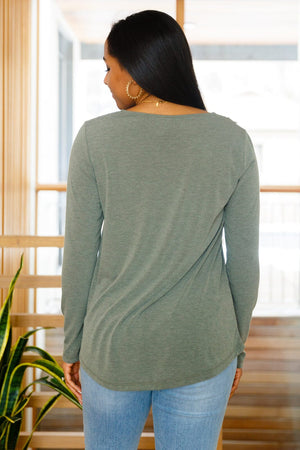 Lacey Long Sleeve V Neck In Olive Womens 