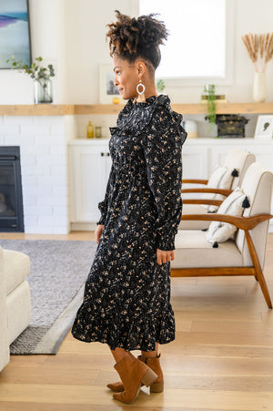 Larissa Long Sleeve Ruffle Hem Dress Womens 