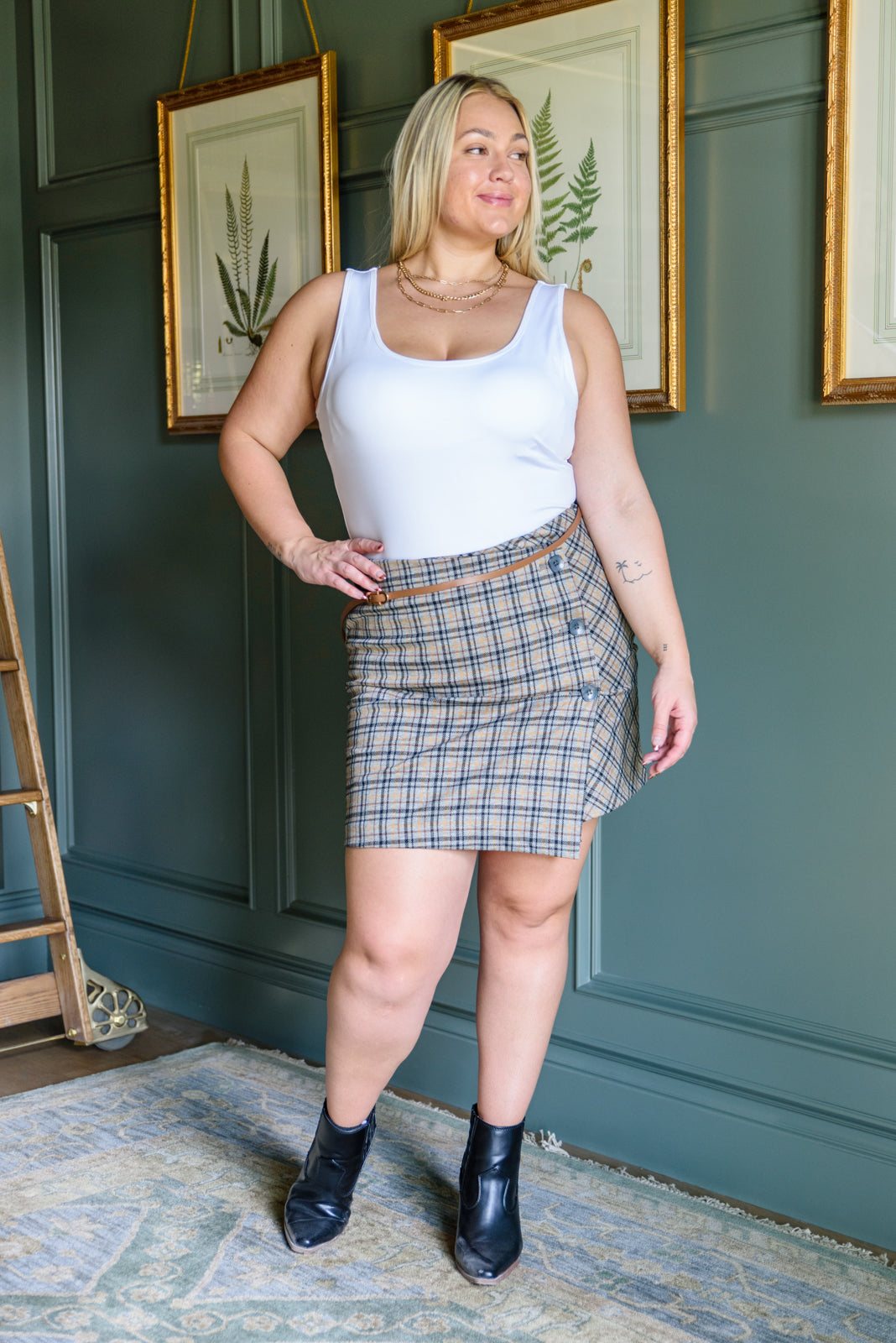 Late To Class Plaid Mini Skort Womens 