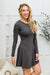 Doorbuster: Long Sleeve Button Down Dress In Ash Gray Womens 