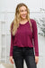 Doorbuster: Long Sleeve Knit Top With Pocket In Burgundy Womens 