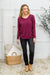 Doorbuster: Long Sleeve Knit Top With Pocket In Burgundy Womens 