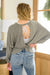 Long Sleeve Solid Knit Open Back Top In Olive Womens 