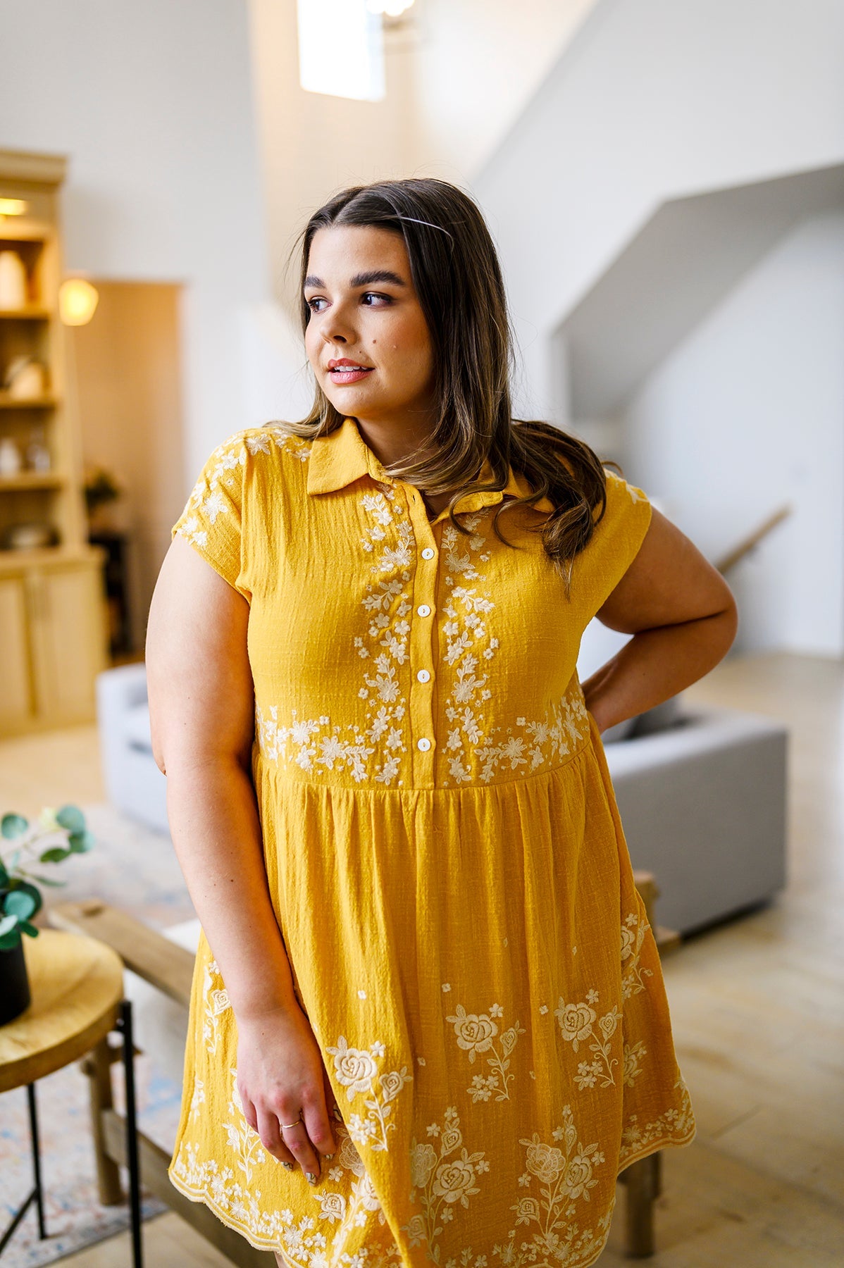 ONLINE EXCLUSIVE Marigold Embroidered Dress Small
