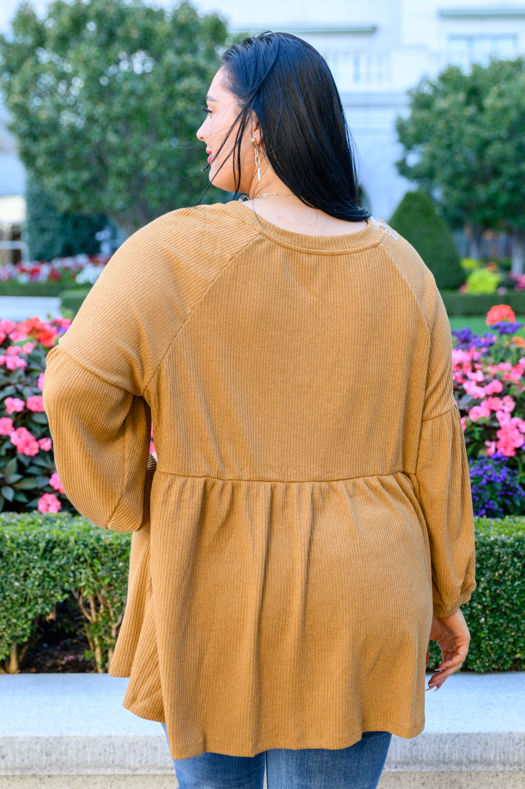 Melrose Ribbed Knit Raglan Tunic In Mustard Womens 