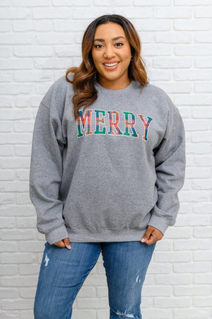 Merry As Can Be Sweatshirt In Gray Womens 