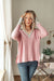 Mia Waffle Knit Long Sleeve In Pink Womens 